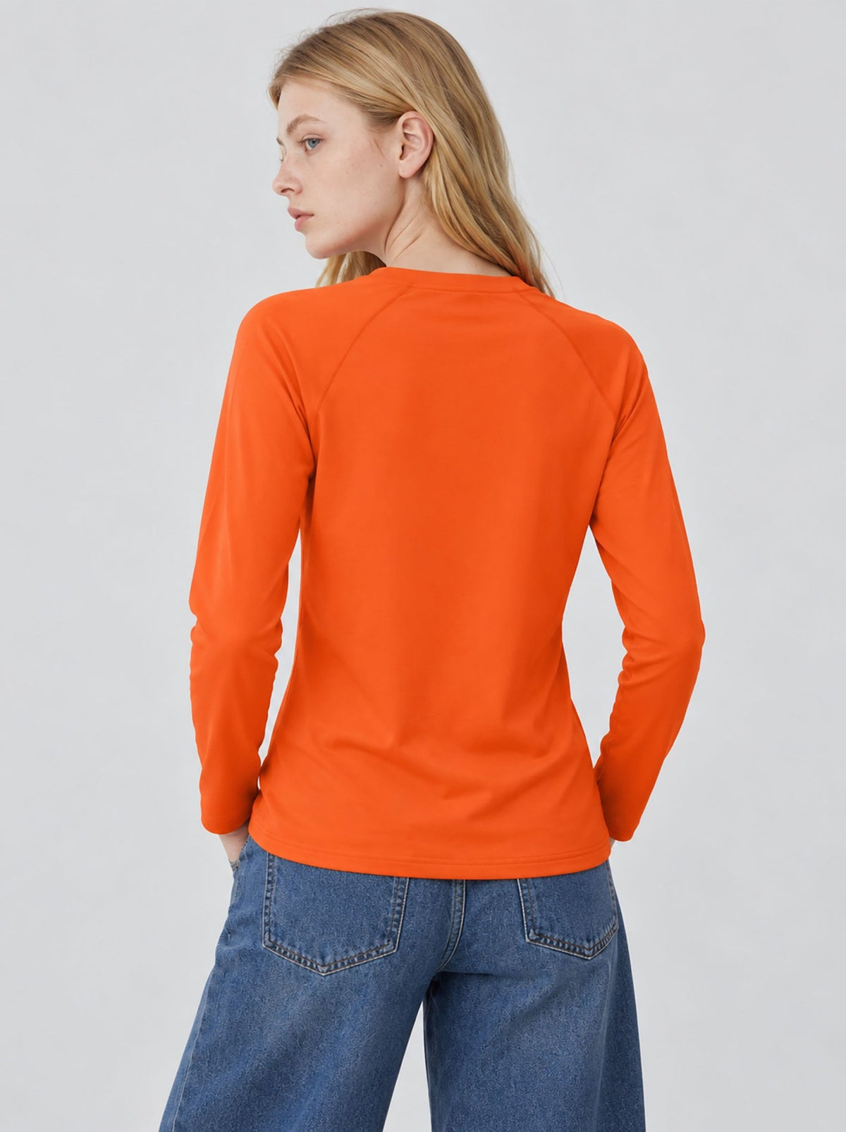 YUCOLEN Women’s Stretch Thermal Long Sleeve Active Top in Orange