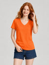 YUCOLEN Women's UPF 50+ V Neck T-Shirt Soft Tri-Blend Sun Protection Performance Tee in Orange