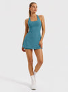 YUCOLEN Women's Active Dress with Built-in Shorts and Pockets Athletic Tennis Golf Dress in Peacock Blue