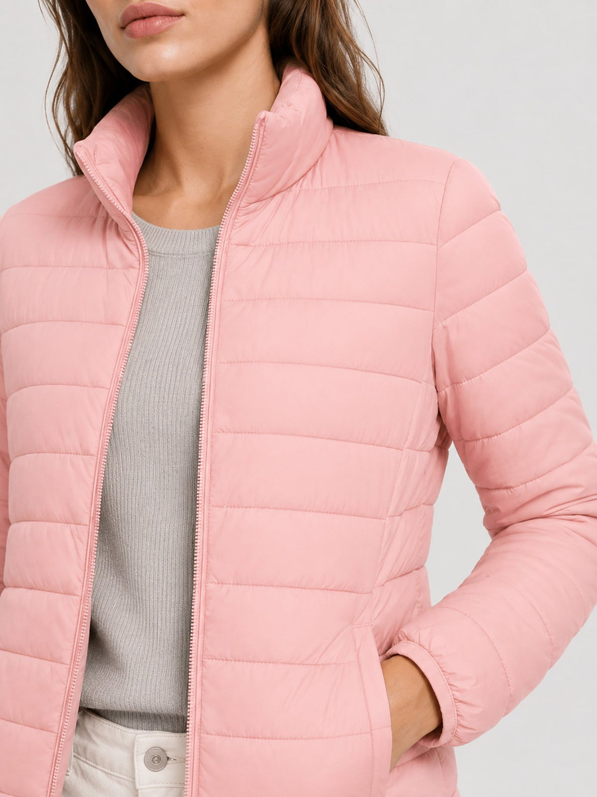 YUCOLEN Women's Lightweight Jacket Packable Water Resistant Quilted Coat with 4 Pockets in Pink