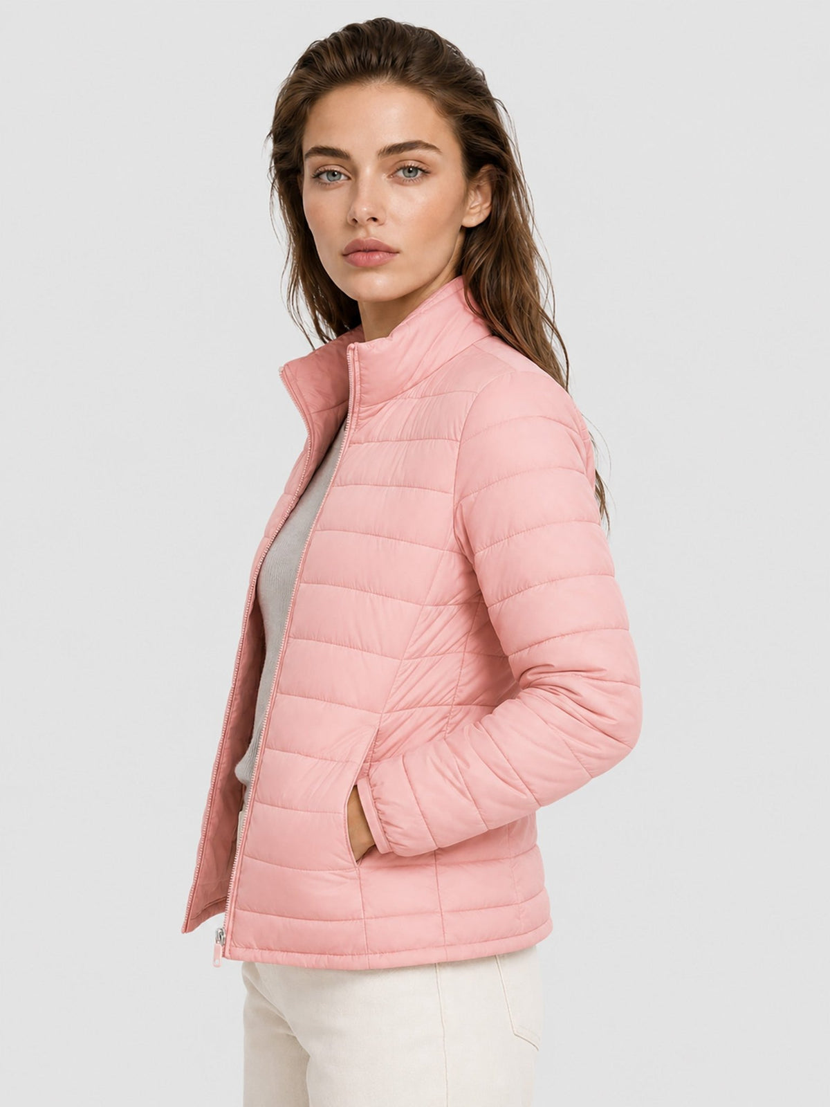 YUCOLEN Women's Lightweight Jacket Packable Water Resistant Quilted Coat with 4 Pockets in Pink