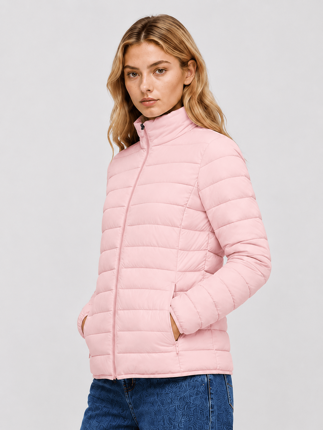 YUCOLEN Women's Lightweight Jacket Packable Water Resistant Quilted Coat with 4 Pockets in Pink