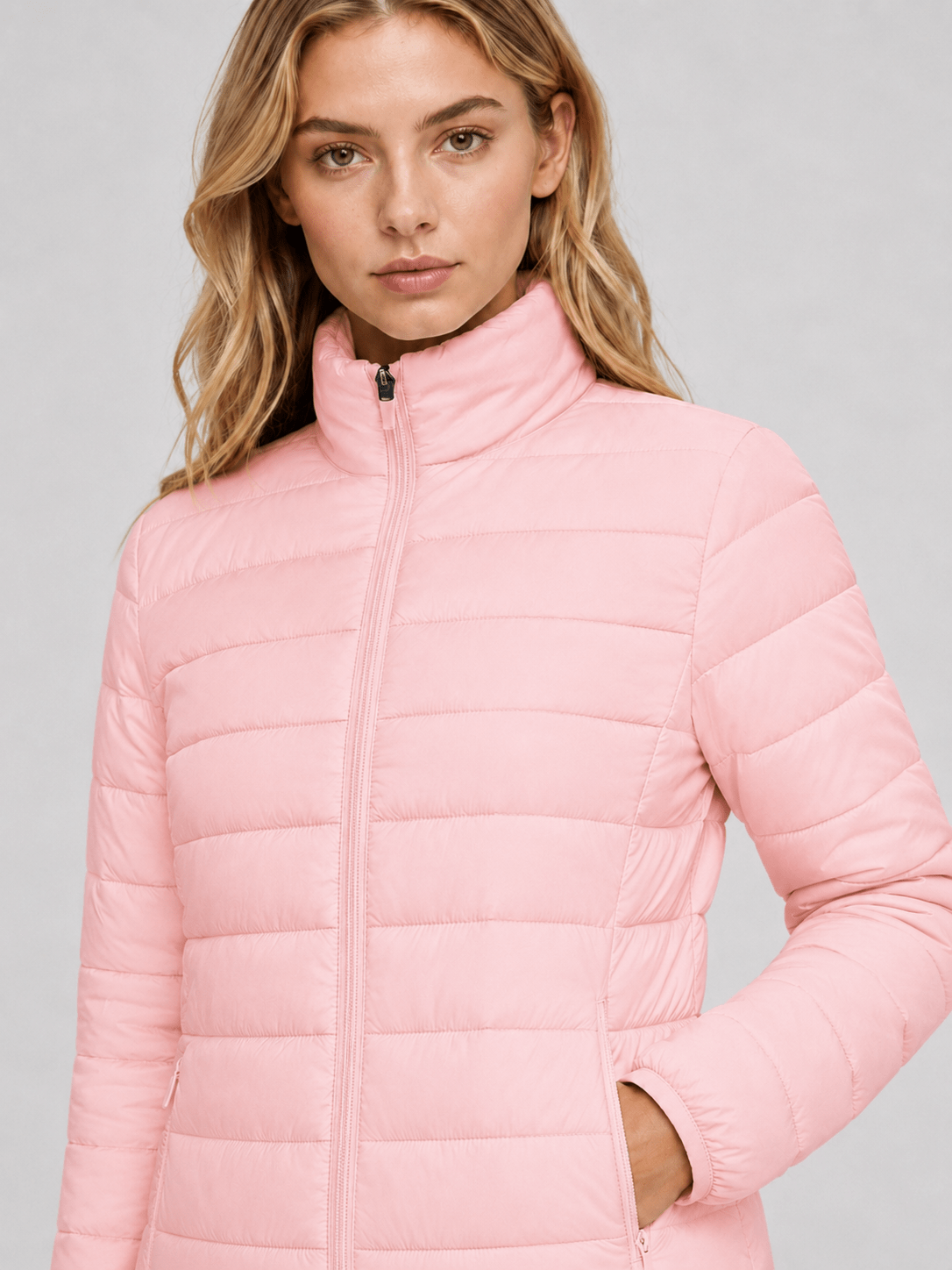 YUCOLEN Women's Lightweight Jacket Packable Water Resistant Quilted Coat with 4 Pockets in Pink