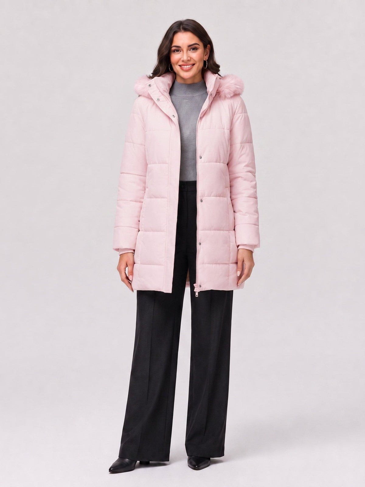 YUCOLEN Women's Long Winter Down Coat Fleece Lined Puffer Jackets in Pink