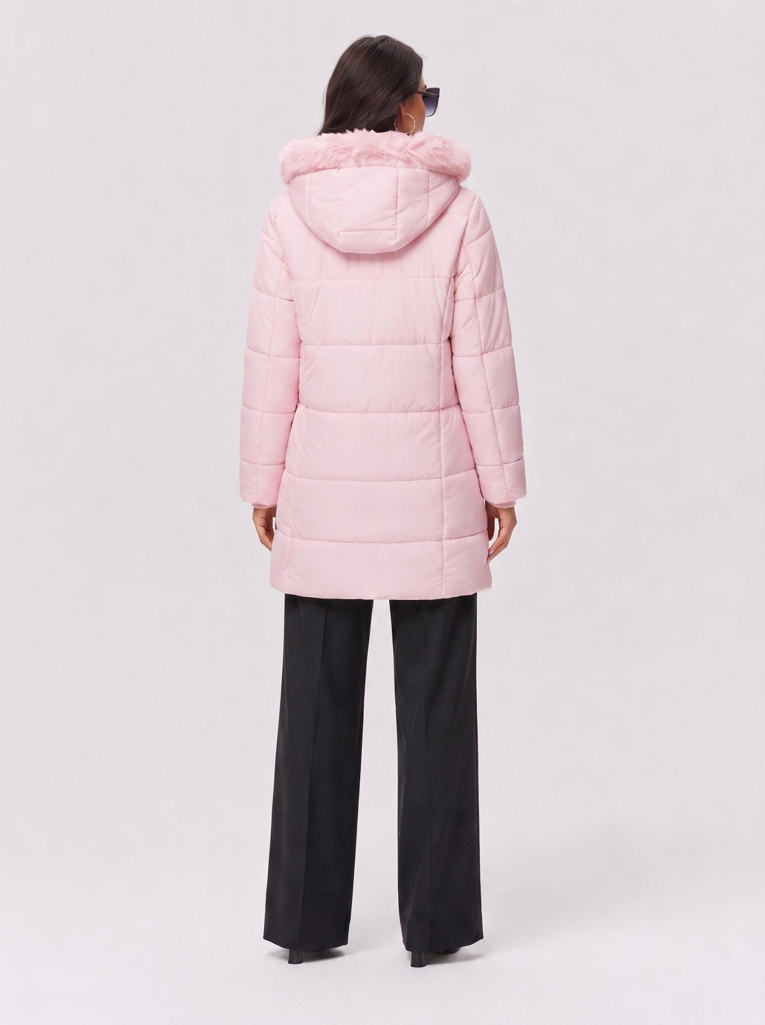 YUCOLEN Women's Long Winter Down Coat Fleece Lined Puffer Jackets in Pink