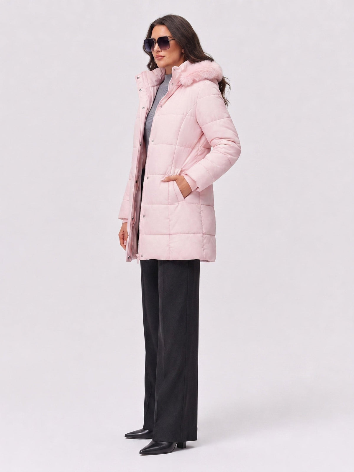YUCOLEN Women's Long Winter Down Coat Fleece Lined Puffer Jackets in Pink