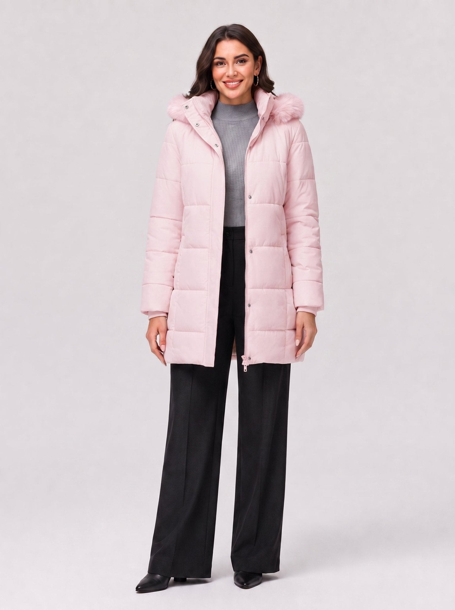 YUCOLEN Women's Long Winter Down Coat Fleece Lined Puffer Jackets in Pink