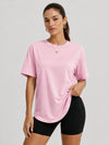 YUCOLEN Women's Oversized Cotton Blend T-Shirt Loose Fit Drop Shoulder Crewneck Tee in pink
