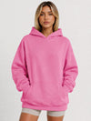 YUCOLEN Women's Oversized Textured Fleece Hoodie Loose Pullover Sweatshirt with Kangaroo Pocket in Pink