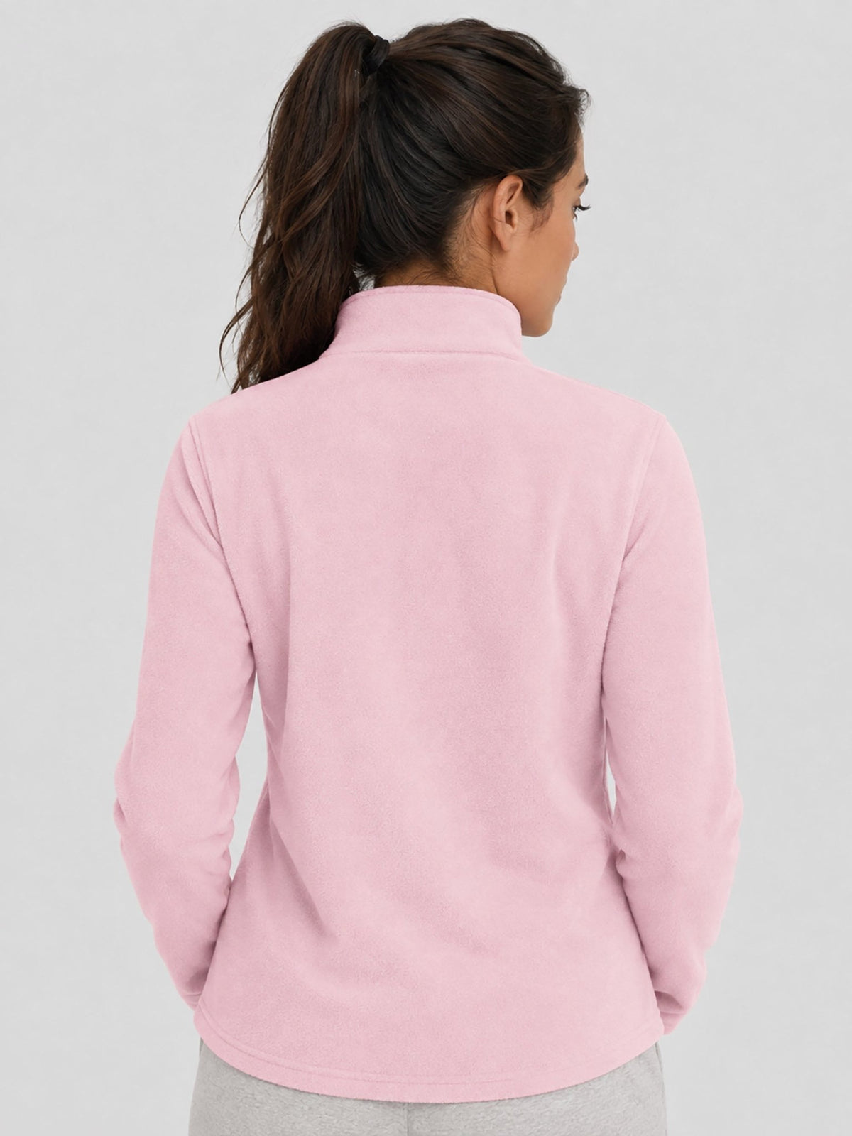 YUCOLEN Women's Quarter Zip Polar Fleece Pullover Lightweight Warm Sweatshirt in Pink