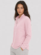 YUCOLEN Women's Quarter Zip Polar Fleece Pullover Lightweight Warm Sweatshirt in Pink