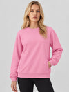 YUCOLEN Womens Warm Fleece Crewneck Sweatshirt with Zip Pockets in Pink