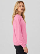 YUCOLEN Womens Warm Fleece Crewneck Sweatshirt with Zip Pockets in Pink