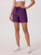 YUCOLEN Women 5 Inch Water Resistant Hiking Shorts UPF 50 Plus Quick Dry Golf Shorts with Zipper Pockets in Purple Red