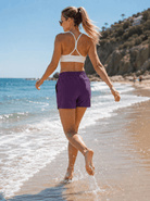 YUCOLEN Women 5 Inch Water Resistant Hiking Shorts UPF 50 Plus Quick Dry Golf Shorts with Zipper Pockets in Purple Red