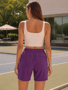 YUCOLEN Women 8 Inch Inseam Hiking Shorts - Water Resistant Quick Dry Golf Shorts with Zipper Pockets in Purple Red