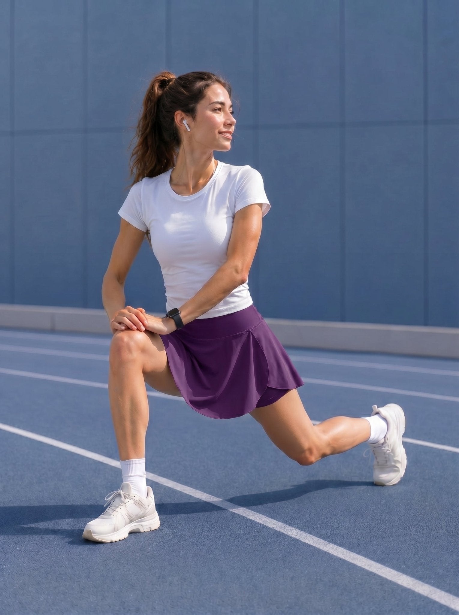 YUCOLEN Women High Waisted Pleated Tennis Skort - Pickleball Golf Skirt with Pockets in Purple Red