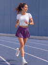 YUCOLEN Women High Waisted Pleated Tennis Skort - Pickleball Golf Skirt with Pockets in Purple Red