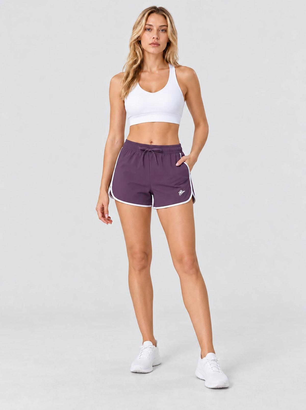 YUCOLEN Womens Quick Dry Running Shorts with Pockets Lightweight Athletic Fit in Purple Red