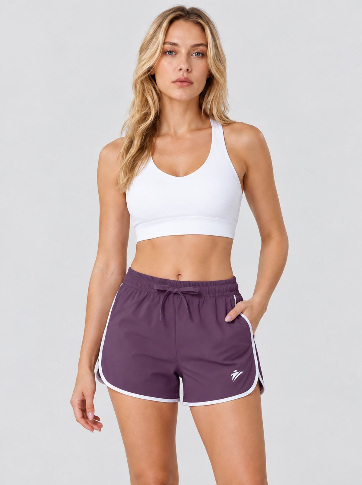 YUCOLEN Womens Quick Dry Running Shorts with Pockets Lightweight Athletic Fit in Purple Red