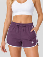 YUCOLEN Womens Quick Dry Running Shorts with Pockets Lightweight Athletic Fit in Purple Red