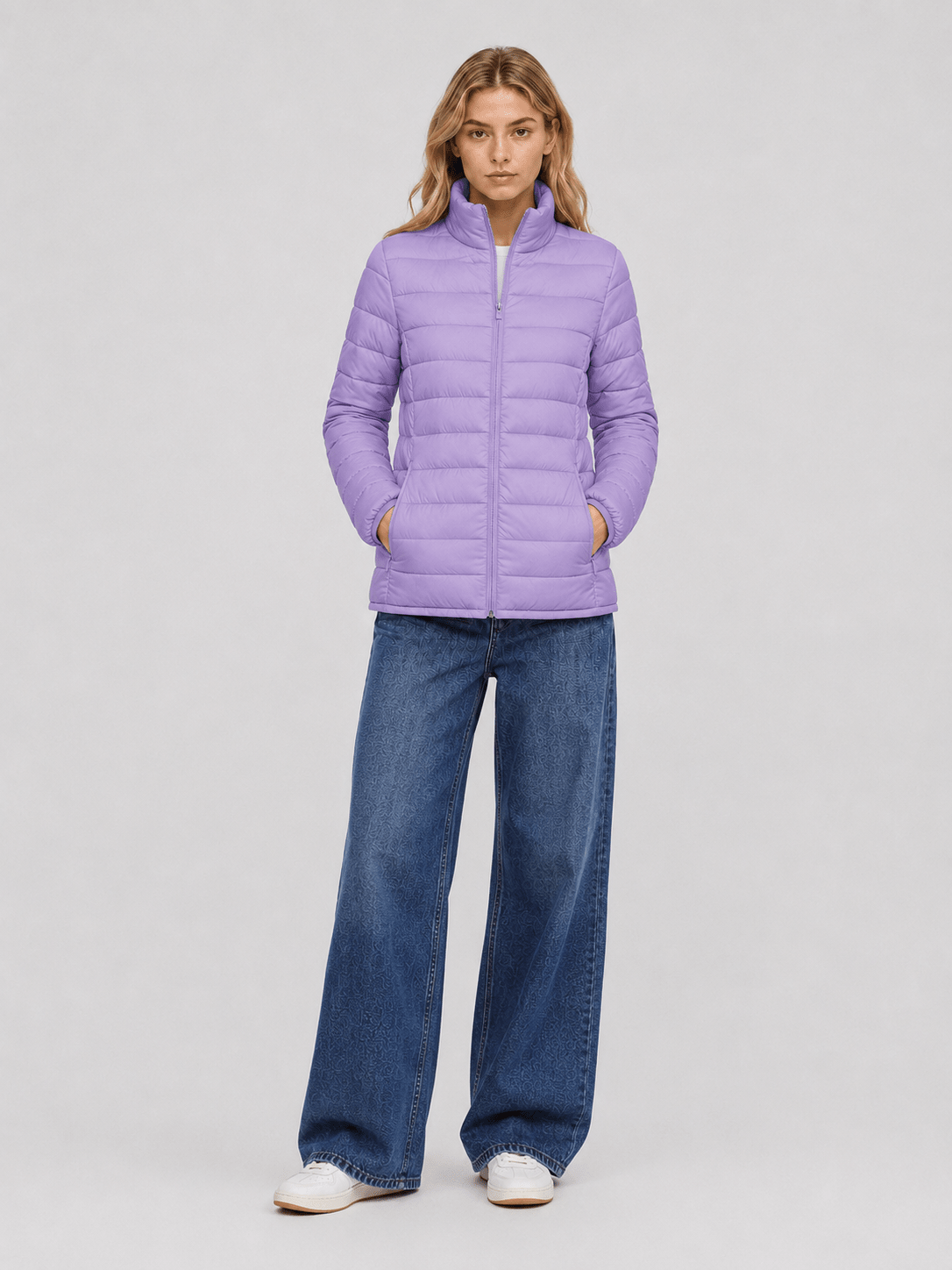 YUCOLEN Women's Lightweight Jacket Packable Water Resistant Quilted Coat with 4 Pockets in Purple