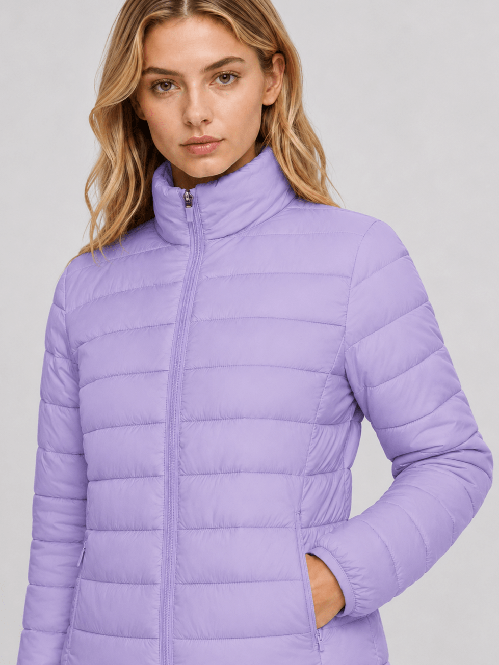 YUCOLEN Women's Lightweight Jacket Packable Water Resistant Quilted Coat with 4 Pockets in Purple
