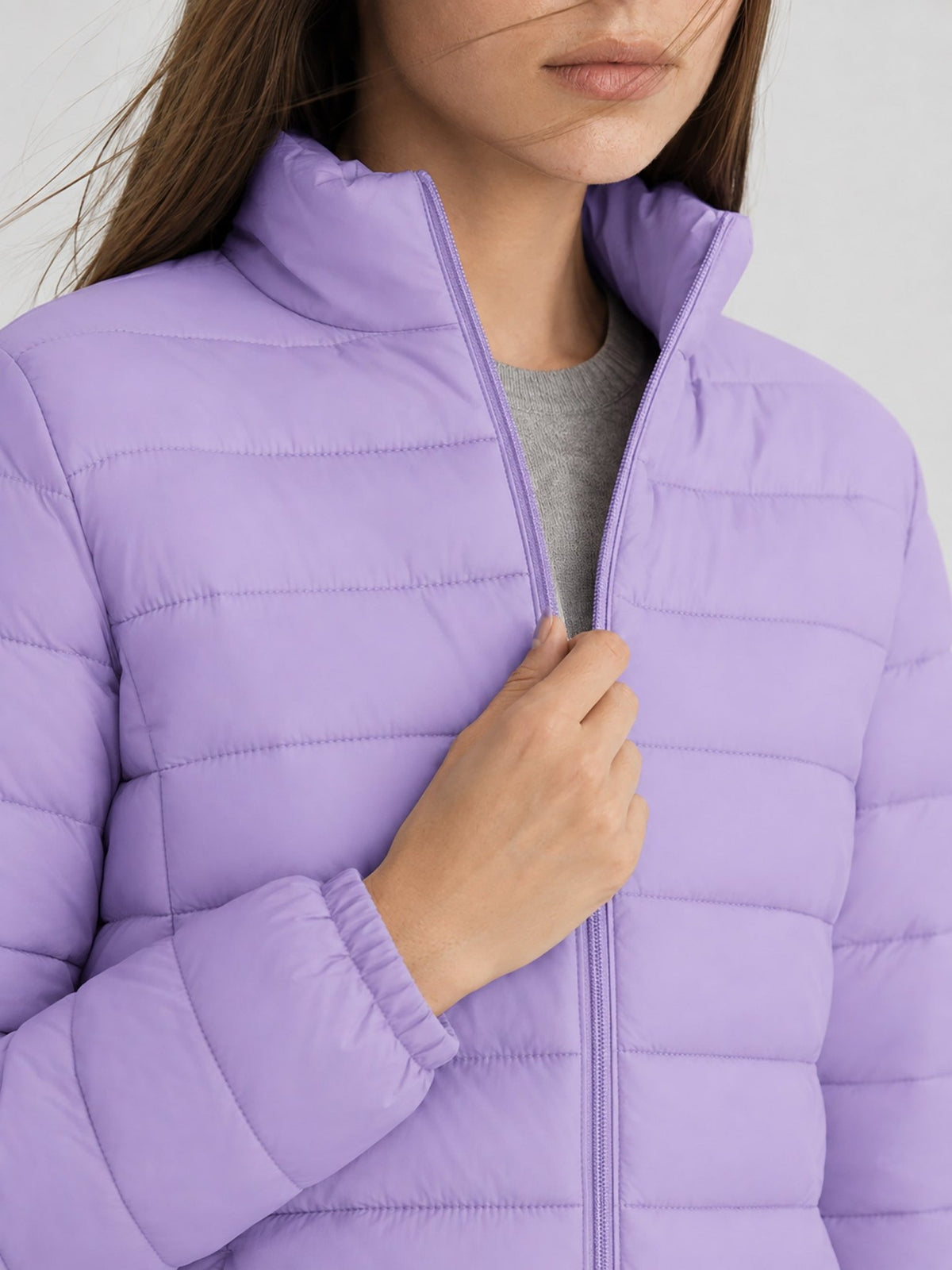 YUCOLEN Women's Lightweight Jacket Packable Water Resistant Quilted Coat with 4 Pockets in Purple