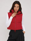 YUCOLEN Women's Cropped Puffer Vest Lightweight Sleeveless Quilted Bubble Gilet in Red