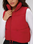 YUCOLEN Women's Cropped Puffer Vest Lightweight Sleeveless Quilted Bubble Gilet in Red