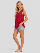 YUCOLEN Women's Lightweight Sleeveless Tank Top - Stretch Workout Shirt in Red