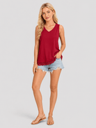YUCOLEN Women's Lightweight Sleeveless Tank Top - Stretch Workout Shirt in Red