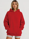 YUCOLEN Women's Oversized Textured Fleece Hoodie Loose Pullover Sweatshirt with Kangaroo Pocket in Red