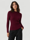 YUCOLEN Women's Mock Neck Ribbed Slim Fit Sweater Soft Wool Blend Pullover in Retro red