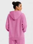 YUCOLEN Unisex Oversized Cotton Fleece Hoodie with Kangaroo Pocket in Rose Pink
