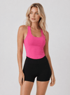 YUCOLEN Women Crop Workout Tank Top with Built in Bra Padded Racerback Yoga Top in Rose Red