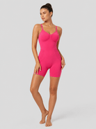 YUCOLEN Women's Seamless Tummy Control Bodysuit Back Pull Down Wireless Shapewear in Rose Red