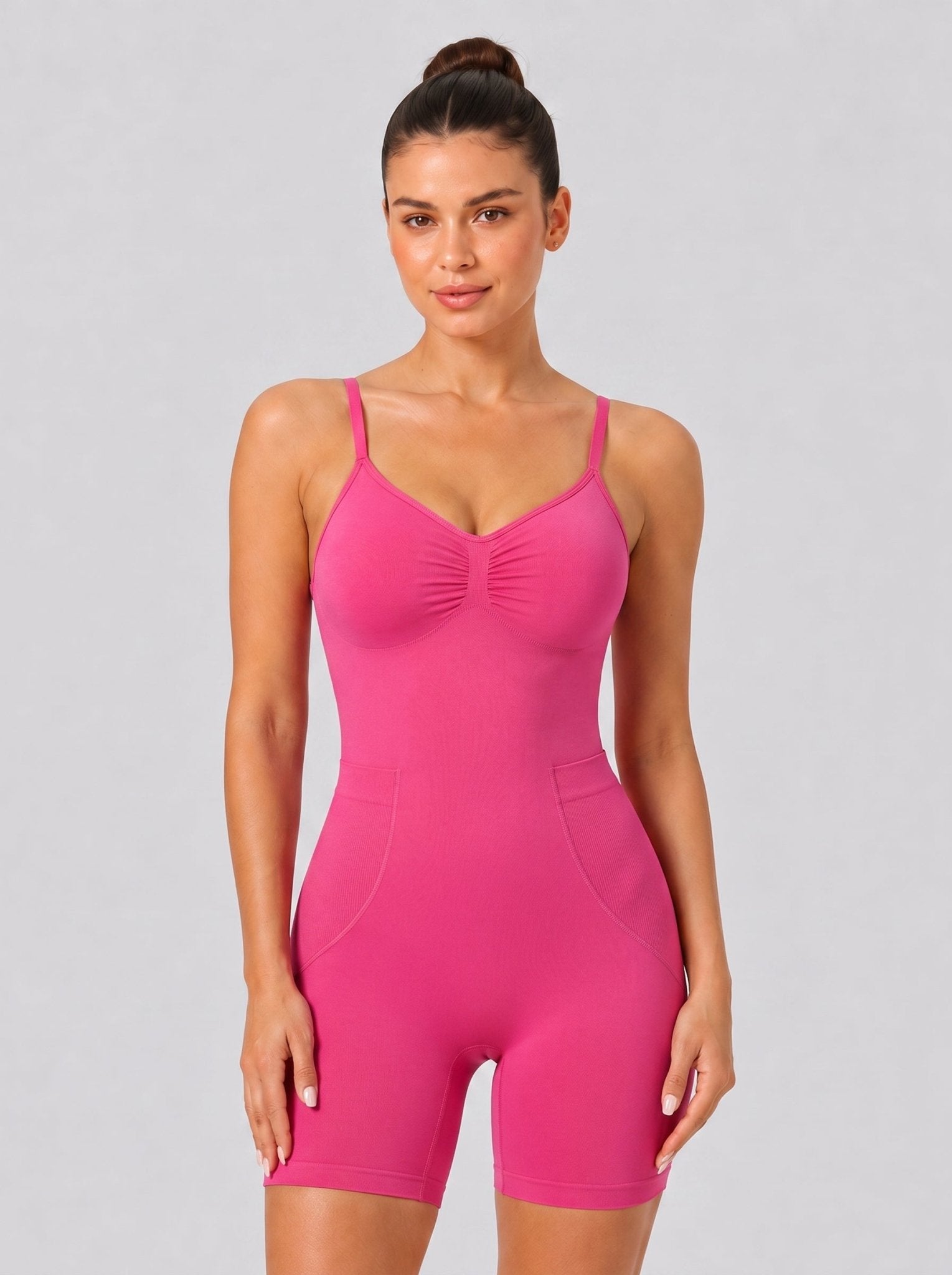 YUCOLEN Women's Seamless Tummy Control Bodysuit Back Pull Down Wireless Shapewear in Rose Red