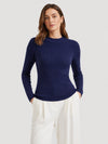 YUCOLEN Women's Mock Neck Ribbed Slim Fit Sweater Soft Wool Blend Pullover in Royal Blue