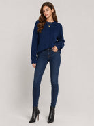 YUCOLEN Women's Oversized Cable Knit Sweater Soft Chunky Crew Neck Pullover Top in Sapphire blue