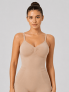 YUCOLEN Women's Seamless Tummy Control Bodysuit Back Pull Down Wireless Shapewear in Skin