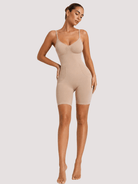 YUCOLEN Women's Seamless Tummy Control Bodysuit with Back Pull-Down Design in Skin