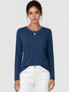 YUCOLEN Women's Long Sleeve Crew Neck Shirt Soft Tri-blend Cotton Performance Tee in Starry Blue