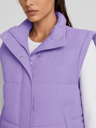 YUCOLEN Women's Cropped Puffer Vest Lightweight Windproof Insulated Gilet with Pockets in Taro Purple