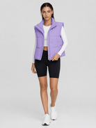 YUCOLEN Women's Cropped Puffer Vest Lightweight Windproof Insulated Gilet with Pockets in Taro Purple