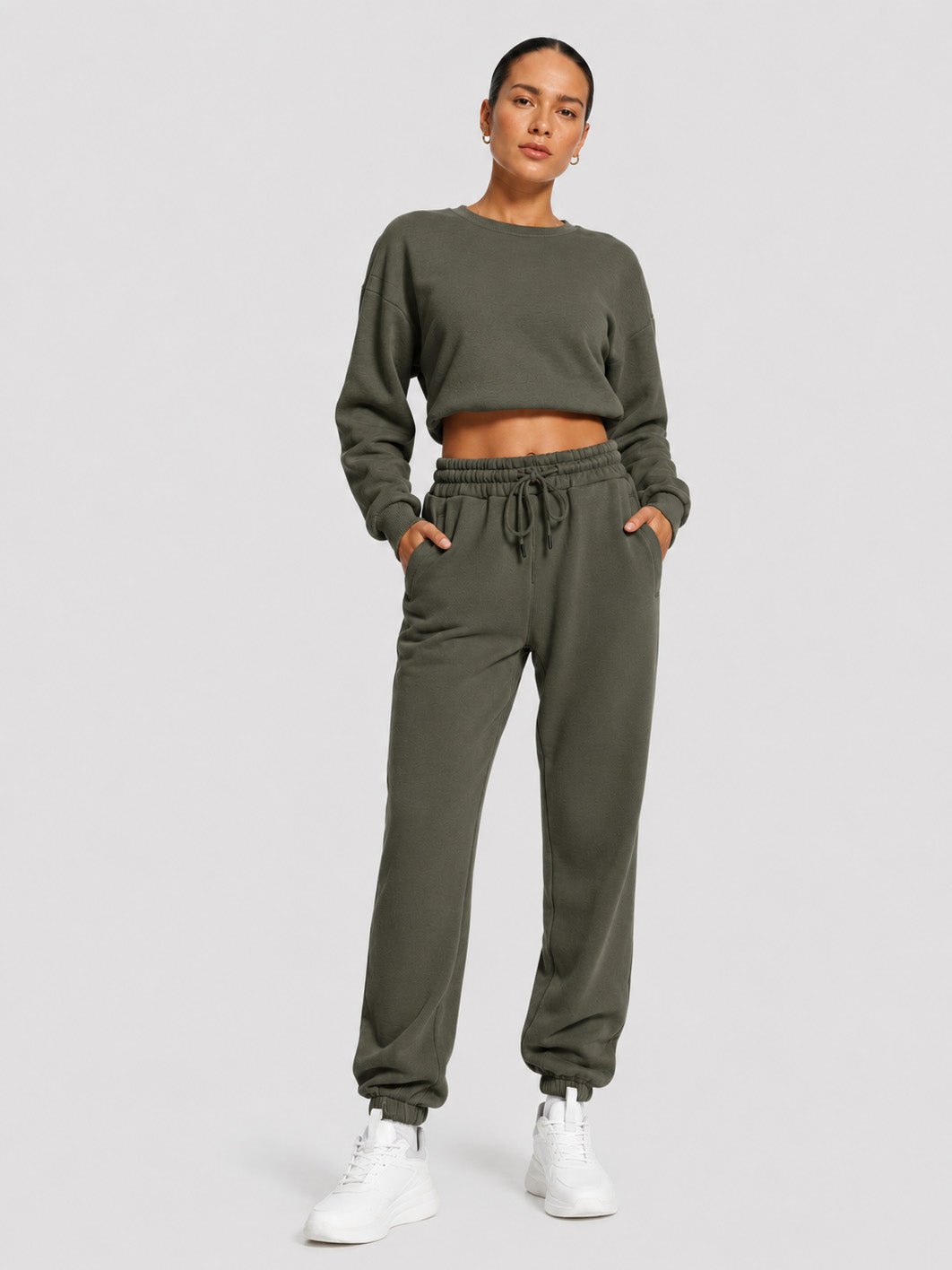 YUCOLEN Heavyweight Fleece Lined Sweatpants Baggy Unisex Relaxed Fit Joggers in Taupe
