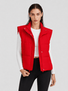 YUCOLEN Women's Cropped Puffer Vest Lightweight Windproof Insulated Gilet with Pockets in Tomato Red
