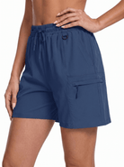 YUCOLEN Women's Quick Dry Hiking Cargo Shorts UPF 50 Plus Lightweight 5 Inch Athletic Shorts in Tomato Red