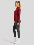 YUCOLEN Women's Thermal Fleece Lined Mock Neck Shirt with Thumb Holes in vintage red