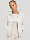 YUCOLEN Women Lightweight Hooded Jacket Water-Resistant Quilted Outdoor Coat in White